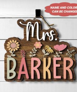Personalized Teacher Name Door Sign, Teacher Gifts, Teacher Back To School Gift, Classroom Door Hanger, Classroom Welcome Sign UKTZ3080801