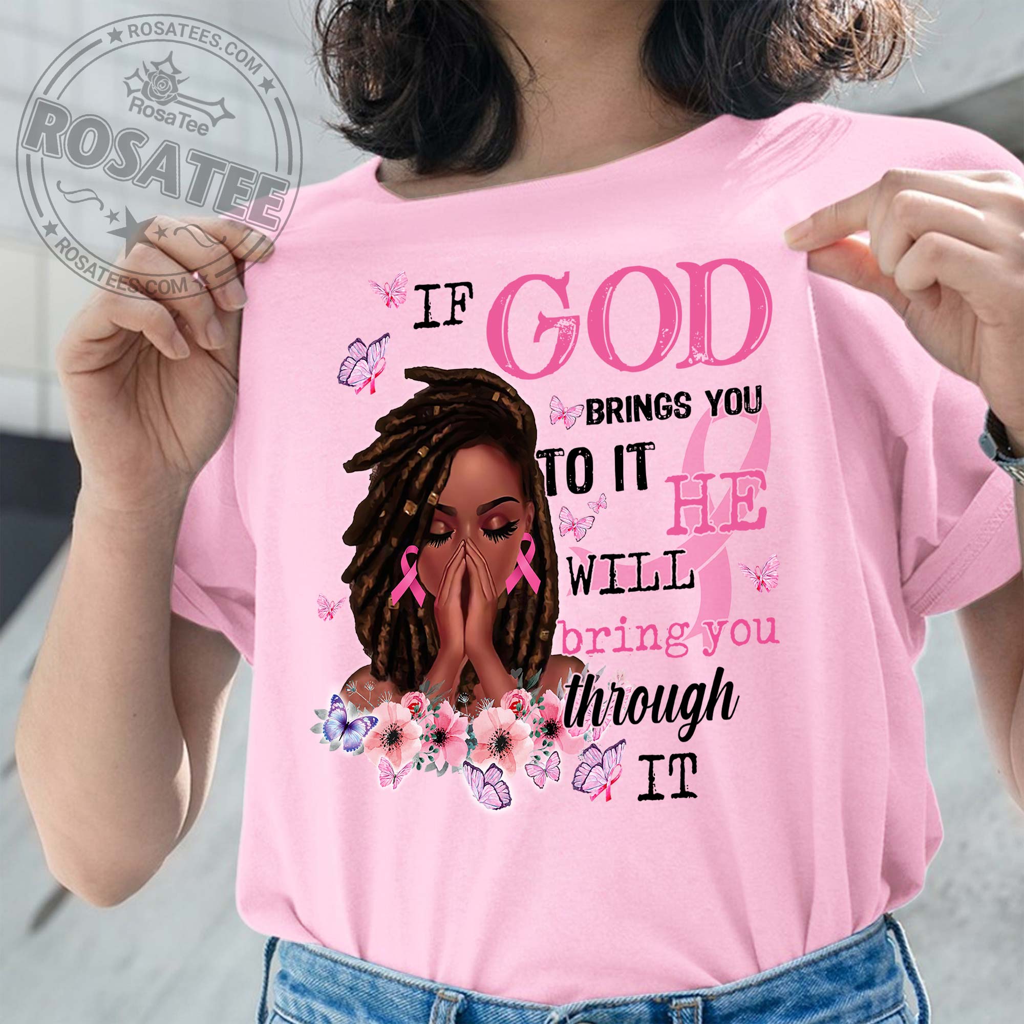 If God Bring You To It He Will bring you through It Breast Cancer Shirt ...