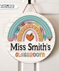 Personalized Teacher Name Door Sign, Teacher Gifts QFTO3070801