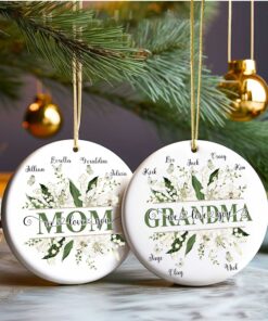 Personalized Name Mom/Grandma And Kids We Love You Ceramic Ornament, Custom Gift For Mom/ Grandma, Mom/Grandma Christmas Ornament Gift QFTZ3200902