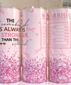 Breast Cancer Warrior Nutrition 20oz Skinny Tumbler, Breast Cancer Awareness Pink Tumbler QFTO3070901