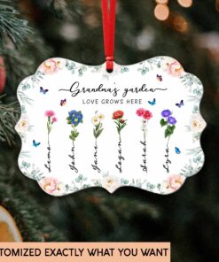 Personalized Birth Month Flowers Grandma's Garden Alluminium Ornament, Grandma Christmas Gift, Birth Month Flowers Ornament, Nana Garden UKYY3100801