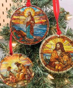 Jesus Art Christmas Ornament Faux Stained Glass Ornament, Xmas Ornament Window Decor, Faith Christmas Ornament, Christian Gifts QFDM3111001