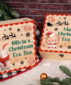 Personalised Animals Christmas Eve Box For Children, Custom Wooden Box Gift For Boys Girls, Custom Child's Xmas Surprise Keepsake Present UKUU3261001