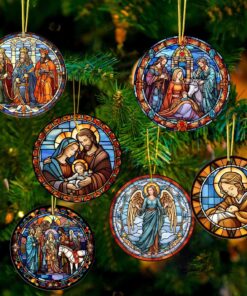 Nativity Christmas Ornament Faux Stained Glass Ornament QFTD3271001