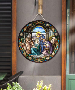 Nativity Scene Wooden Door Hanger , Christian Door Hanger, Christmas Gift QFUU3271001