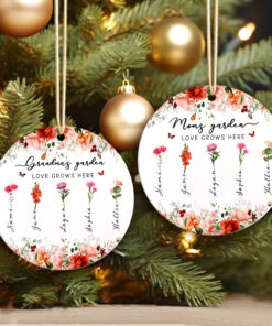Personalized Birth Month Flowers Grandma?s Garden Ceramic Ornament, Christmas Gift for Mom, Grandma, Nana gift, Mom Gift UKUU3051004