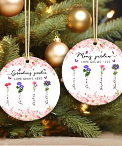 Personalized Birth Month Flowers Grandma?s Garden Ceramic Ornament, Christmas Gift for Mom, Grandma, Nana gift, Mom Gift UKUU3061002
