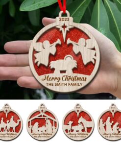 Personalized Set of 5 Nativity Christmas 2 Layered Mix Piece Ornament, Xmas Ornament Decor, Window Decor, Faith Christmas Ornament, Christian Gifts UKTD3011101