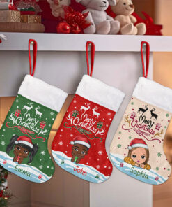 Personalized Christmas Stockings For Kids, Christmas Gifts For African American Kids, Black Kids Gifts, Custom Family Christmas Stockings QFYY3161001