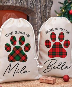 Personalized Christmas Gift Sack For Pet, Custom Name Santa Sack Bags, Custom Pet Gift Bags Christmas Gift Bags for Christmas Eve Box  QFTD3271002