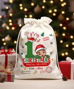 Personalized Christmas Santa Sack For Kids, Custom Christmas Gifts Bags For African American Kids, Black Kids Gifts, Christmas Present Sack UKUU3201001