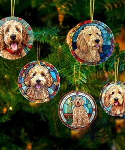 Set Of 5 Poodle Art Christmas Acrylic Ornaments, Xmas Ornament Window Decor, Christmas Ornament UKDM3081102