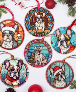 Set Of 6 French Bulldog Art Christmas Acrylic Ornaments, Xmas Ornament Window Decor, Christmas Ornament UKDM3081103