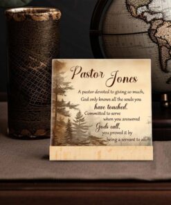 Custom Name To Our Pastor Ceramic Plaque With Wooden Stand QFTO3091101