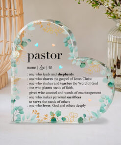 Personalized Pastor Gift Heart Shape Acrylic Plaque QFUU3031105