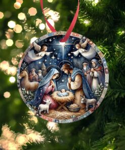 Christmas Nativity Scene Acrylic Ornament, Christmas Holiday Religious Ornament QFYY3221103