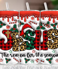3D Jesus The Reason For The Season Inflated Tumbler Jesus Faith Christmas Skinny Tumbler UKTO3171105