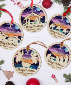 Set of 5 Nativity Scene 2 Layer Ornament UKUU3081101