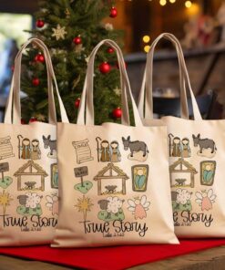 Nativity Christmas Tote Bag, Yule Gifts, Religious Gifts, Church Bag, Christian Merch, Nativity Scene QFLT3081101