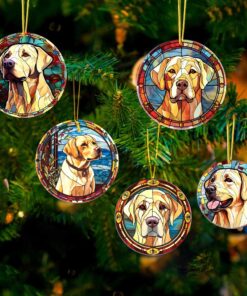 Set Of 5 Labrador Retriever Art Christmas Acrylic Ornaments, Xmas Ornament Window Decor, Christmas Ornament QFTO3081103
