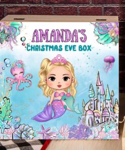 Personalized Mermaid Christmas Eve Box Wooden For Kid QFTD3021101