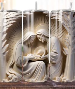 3D Nativity Scene Mary Joseph Jesus, Christian Jesus Skinny Tumbler Skinny Tumbler UKTD3141104
