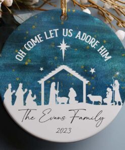 Personalized Nativity Christmas Acrylic Ornament - Come Let Us Adore Him - Personalized Christian Ornament Christmas Gift UKTD3221101