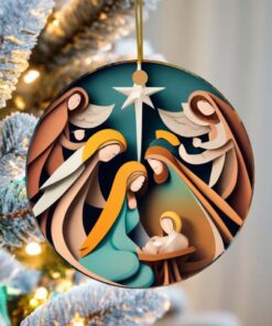 Nativity Christmas Acrylic Ornament, Christmas Holiday Decorating, Jesus Ornament, Unique Christmas Decoration, Colorful Christmas Ornament UKTD3221102
