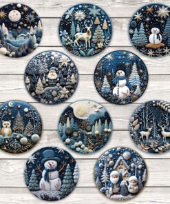Set Of 10 Blue Fantastic Christmas Acrylic Ornaments, Xmas Ornament Window Decor, Christmas Ornament QFTO3081104