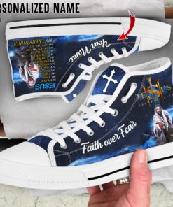 Personalized Name Jesus Saved My Life Jesus Is My Everything Shoes, Religious Gift, Jesus High Top Shoes UKUU3281202