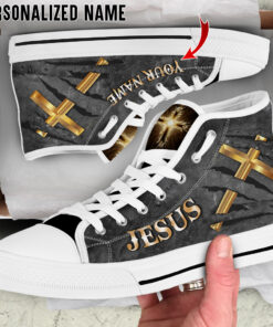Personalized Name Jesus Cross Jesus Saved My Life High Top Shoes UKUU3261203