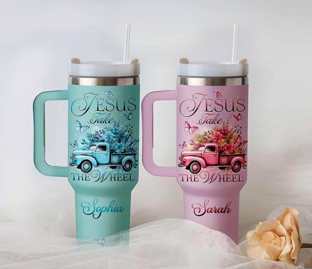 Personalized Name Jesus Take The Wheel Tumbler, Christain Gifts ...
