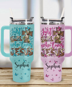 Personalized Name Just A Girl Who Loves Jesus Tumbler, Christain Gifts, Religious Gift, Jesus 40 Oz Tumbler UKTO3201202