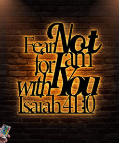 Isaiah 41:10 Bible Verse Metal Wall Art LED Light, Christian Home Decor, Bible Verse Wall Door Hanger, Metal Wall Art With LED Light QFLT3181201