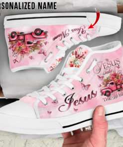 Personalized Name Jesus Take The Wheel Shoes, Religious Gift, Jesus High Top Shoes UKUU3271202
