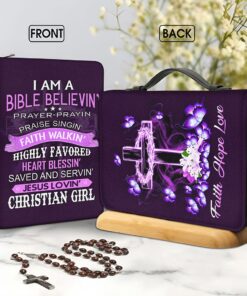 I Am A Bible Believe Cross Butterfly Jesus Bible Cover Premium QFYY4010203