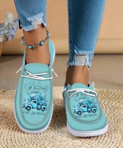Jesus Take The Wheel Women?s Dude Shoes, Jesus And Cross Butterfly Shoes, Christian Gifts, Religious Gift QFLT3271205
