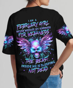 Personalized Name February Skull Girl 3D All Over Printed Clothes UKDM4110102