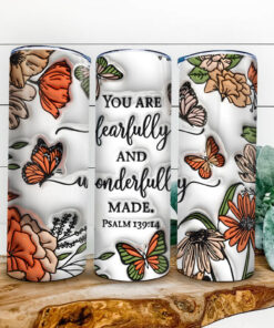 3D You are fearfully and wonderfully Inflated Tumbler Christian Jesus 20 oz Skinny Tumbler UKDM3291203