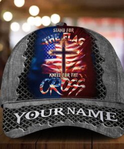 Personalized Name Stand For The Flag Kneel For The Cross Men?s Cap QFLT4120101