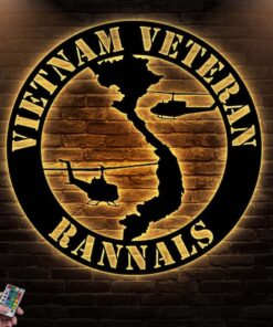 Custom Name Vietnam Veteran Metal Wall Art With LED Light QFLT4230104