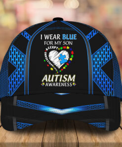Personalization I Wear Blue For Autism Awareness Cap, Autism Family Cap, Autism Gift, Autism Awareness Shirt, Autism Awareness Gift QFUU170202