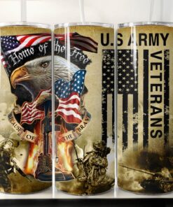 Patriotic Army Veterans 20 oz Skinny Tumbler, Military Tumbler, Veterans Day Tumbler QFHA4220210