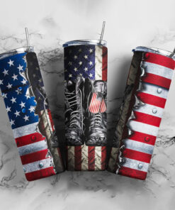 American Army USA Flag, Skinny Tumbler 20oz, Veterans Skinny Tumbler QFHA4220216