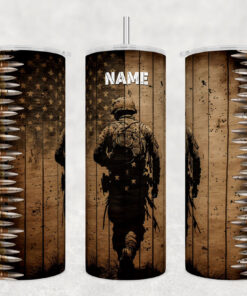 Custom Name Veteran 20Oz Skinny Tumbler, Military tumbler, Rustic American Flag tumbler UKTO4230204