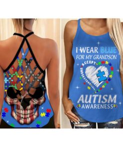 I Wear Blue For My Grandson, Autism Family Shirt, Autism Awareness 3D All Over Printed Clothes UKUU4230205