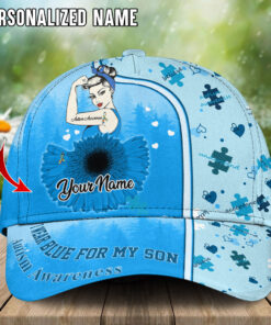Custom Name I Wear Blue For My Family, Autism Family Cap, Autism Gift, Autism Gifts, Autism Awareness Cap UKTO4280201
