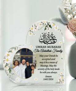 Custom Photo Umrah Mubarak Heart Acrylic Plaque, Islamic Gifts, Hajj Mubarak gift, Umrah Mubarak, Umrah Kaaba gift, Ramadan Mubarak, Eid Mubarak QFLT4200204