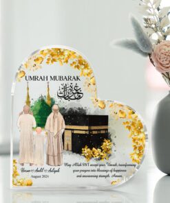 Umrah Mubarak Heart Acrylic Plaque, Personalised Islamic Gifts, Hajj Mubarak gift, Umrah Mubarak, Umrah Kaaba gift, Ramadan Mubarak, Eid Mubarak QFHA4220221